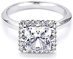 This image shows the setting with a 1.00ct princess cut center diamond. The setting can be ordered to accommodate any shape/size diamond listed in the setting details section below.