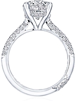 This image shows the setting with a 1.50ct oval cut center diamond. The setting can be ordered to accommodate any shape/size diamond listed in the setting details section below.