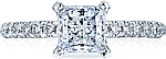 This image shows the setting with a 1.00ct princess cut center diamond. The setting can be ordered to accommodate any shape/size diamond listed in the setting details section below.