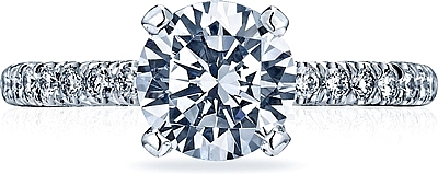 This image shows the setting with a 1.50ct round cut center diamond. The setting can be ordered to accommodate any shape/size diamond listed in the setting details section below.