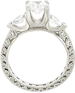 This image shows the setting with a 1.00ct round brilliant cut center diamond. The setting can be ordered to accomodate any shape/size diamond listed in the setting details section below.
