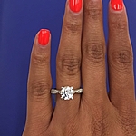 This image shows the setting with a 1.25ct round brilliant cut center diamond. The setting can be ordered to accommodate any shape/size diamond listed in the setting details section below.