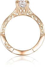 This image shows the setting with a 1.00ct round brilliant cut center diamond. The setting can be ordered to accommodate any shape/size diamond listed in the setting details section below.