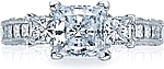 This image shows the setting with a 1.50ct princess cut center diamond. The setting can be ordered to accommodate any shape/size diamond listed in the setting details section below.