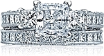 This image shows the setting with a 1.50ct princess cut center diamond. The setting can be ordered to accommodate any shape/size diamond listed in the setting details section below.