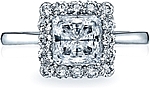 This image shows the setting with a 1.00ct princess cut center diamond. The setting can be ordered to accommodate any shape/size diamond listed in the setting details section below.