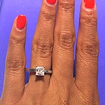 This image shows the setting with a .75ct princess cut center diamond.