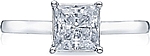 This image shows the setting with a 1.00ct princess cut center diamond. The setting can be ordered to accommodate any shape/size diamond listed in the setting details section below.