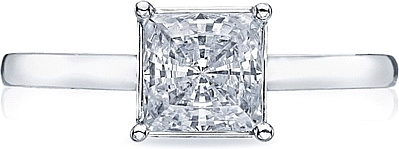 This image shows the setting with a 1.00ct princess cut center diamond. The setting can be ordered to accommodate any shape/size diamond listed in the setting details section below.
