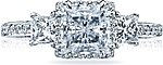 This image shows the setting with a 1.50ct princess cut center diamond. The setting can be ordered to accommodate any shape/size diamond listed in the setting details section below.