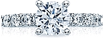This image shows the setting with a 1.25ct round cut center diamond. The setting can be ordered to accommodate any shape/size diamond listed in the setting details section below.