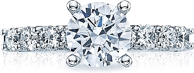 This image shows the setting with a 1.25ct round cut center diamond. The setting can be ordered to accommodate any shape/size diamond listed in the setting details section below.
