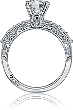 This image shows the setting with a 1.25ct round brilliant cut center diamond. The setting can be ordered to accommodate any shape/size diamond listed in the setting details section below.