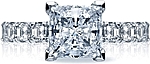 This image shows the setting with a 1.50ct princess cut center diamond. The setting can be ordered to accommodate any shape/size diamond listed in the setting details section below.