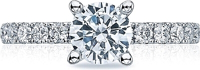 This image shows the setting with a 1.00ct round cut center diamond. The setting can be ordered to accommodate any shape/size diamond listed in the setting details section below.