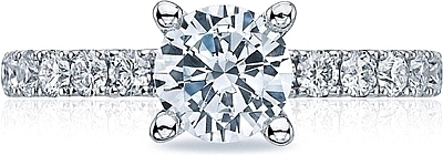 This image shows the setting with a 1.00ct round cut center diamond. The setting can be ordered to accommodate any shape/size diamond listed in the setting details section below.