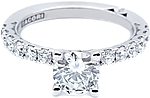 This image shows the setting with a 1.50ct round brilliant cut center diamond. The setting can be ordered to accommodate any shape/size diamond listed in the setting details section below.