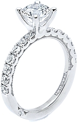 This image shows the setting with a 1.50ct round brilliant cut center diamond. The setting can be ordered to accommodate any shape/size diamond listed in the setting details section below.