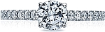 This image shows the setting with a .80ct round cut center diamond. The setting can be ordered to accommodate any shape/size diamond listed in the setting details section below.