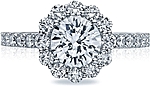 This image shows the setting with a 1.25ct round cut center diamond. The setting can be ordered to accommodate any shape/size diamond listed in the setting details section below.