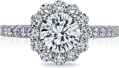 This image shows the setting with a 1.25ct round cut center diamond. The setting can be ordered to accommodate any shape/size diamond listed in the setting details section below.