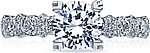 This image shows the setting with a 1.00ct round cut center diamond. The setting can be ordered to accommodate any shape/size diamond listed in the setting details section below.