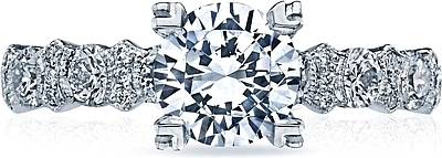 This image shows the setting with a 1.00ct round cut center diamond. The setting can be ordered to accommodate any shape/size diamond listed in the setting details section below.