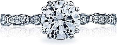 This image shows the setting with a 1.00ct round cut center diamond. The setting can be ordered to accommodate any shape/size diamond listed in the setting details section below.