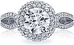 This image shows the setting with a 1.50ct round cut center diamond. The setting can be ordered to accommodate any shape/size diamond listed in the setting details section below.