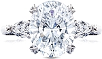 This image shows the setting with a 4.00ct oval cut center diamond. The setting can be ordered to accommodate any shape/size diamond listed in the setting details section below.
