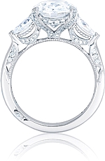 This image shows the setting with a 4.00ct oval cut center diamond. The setting can be ordered to accommodate any shape/size diamond listed in the setting details section below.