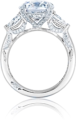 This image shows the setting with a 4.00ct round brilliant cut center diamond. The setting can be ordered to accommodate any shape/size diamond listed in the setting details section below.