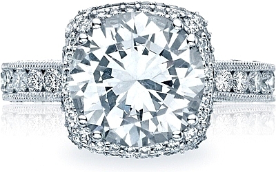 Tacori RoyalT Cushion Halo Diamond Engagement Ring HT2607RD