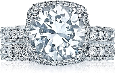 Tacori RoyalT Cushion Halo Diamond Engagement Ring HT2607RD
