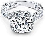 This image shows the setting with a 1.80ct round brilliant cut center diamond. The setting can be ordered to accomodate any shape/size diamond listed in the setting details section below.
