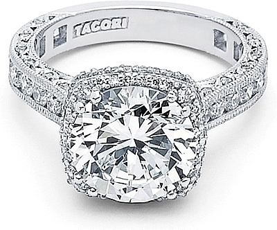 Tacori RoyalT Cushion Halo Diamond Engagement Ring HT2607RD