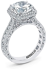 This image shows the setting with a 1.80ct round brilliant cut center diamond. The setting can be ordered to accomodate any shape/size diamond listed in the setting details section below.