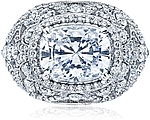 This image shows the setting with a 3.50ct cushion cut center diamond. The setting can be ordered to accommodate any shape/size diamond listed in the setting details section below.