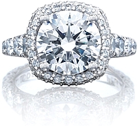 Tacori RoyalT Diamond Engagement Ring w/ Cushion Bloom