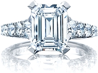 Tacori RoyalT Graduated Prong Set Emerald Cut Diamond Engagement Ring