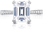 This image shows the setting with a 3.00ct emerald cut center diamond. The setting can be ordered to accommodate any shape/size diamond listed in the setting details section below.