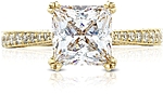 This image shows the setting with a 3.00ct princess cut center diamond. The setting can be ordered to accommodate any shape/size diamond listed in the setting details section below.