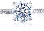 This image shows the setting with a 3.50ct round brilliant cut center diamond. The setting can be ordered to accommodate any shape/size diamond listed in the setting details section below.