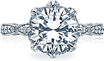 This image shows the setting with a 3.50ct round cut center diamond. The setting can be ordered to accommodate any shape/size diamond listed in the setting details section below.
