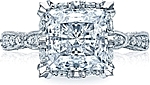 This image shows the setting with a 3.50ct princess cut center diamond. The setting can be ordered to accommodate any shape/size diamond listed in the setting details section below.