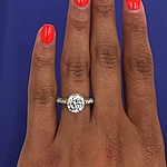 This image shows the setting with a 1.90ct round brilliant cut center diamond. The setting can be ordered to accommodate any shape/size diamond listed in the setting details section below.