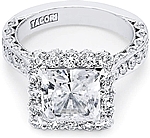 This image shows the setting with a 3.00ct princess cut center diamond. The setting can be ordered to accommodate any shape/size diamond listed in the setting details section below. 