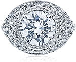 This image shows the setting with a 3.50ct round cut center diamond. The setting can be ordered to accommodate any shape/size diamond listed in the setting details section below.