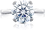 This image shows the setting with a 3.50ct round brilliant cut center diamond. The setting can be ordered to accommodate any shape/size diamond listed in the setting details section below.