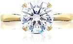 This image shows the setting with a 2.50ct round brilliant cut center diamond. The setting can be ordered to accommodate any shape/size diamond listed in the setting details section below.
